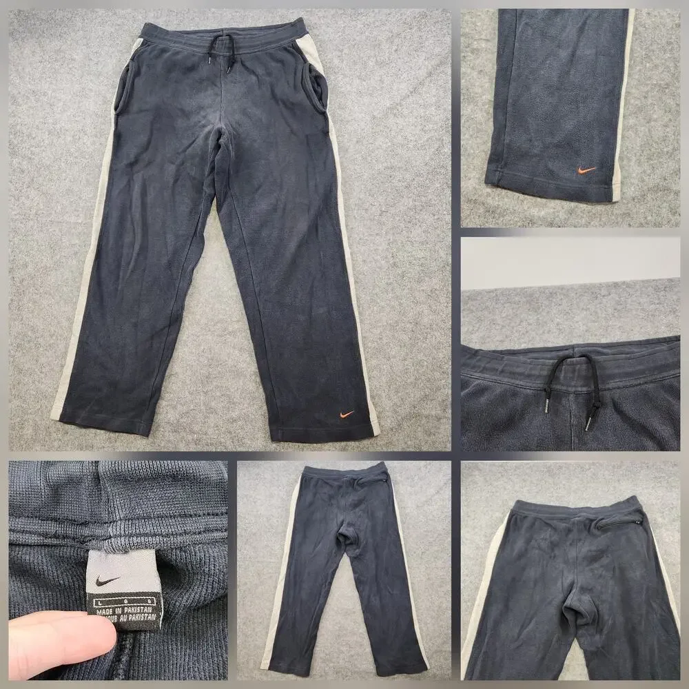 VTG Y2K Nike Pants Mens L Large Stripe Swoosh Athletic Pockets Sweatpants Jogger